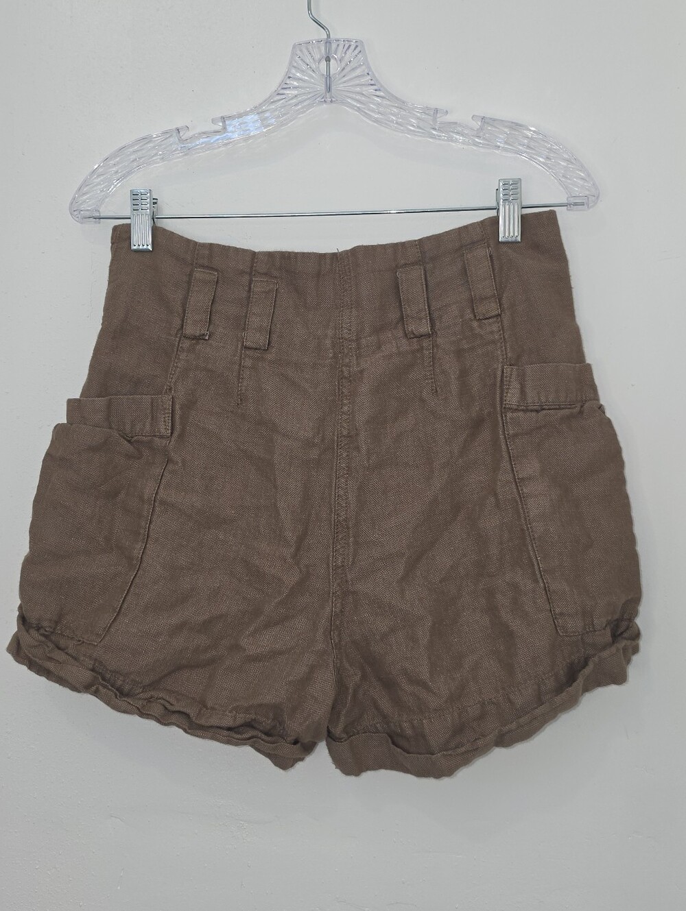 H&M Brown Cotton High-Waist Shorts Size 8 - Picture 2 of 5